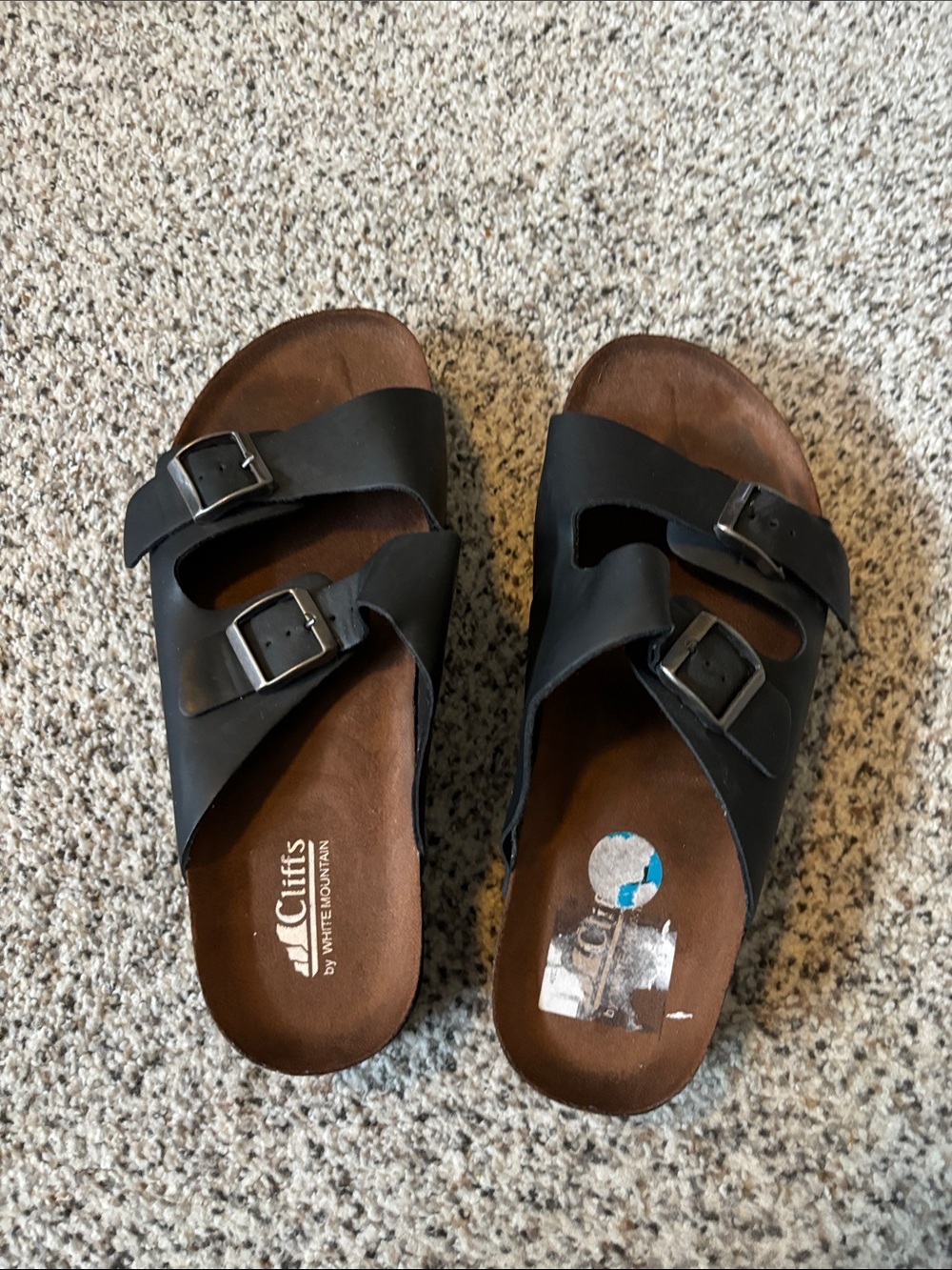 Cliffs by WHITE MOUNTAIN Black Double-Buckle Slide Sandals